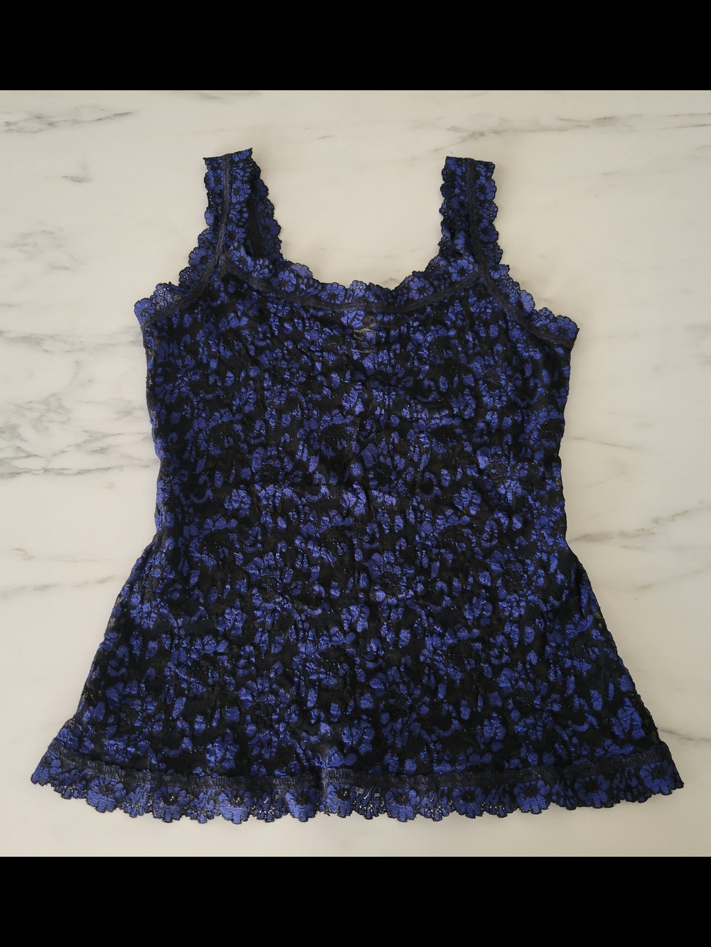 Hanky Panky Blue & Black Retro Lace Camisole Tank S